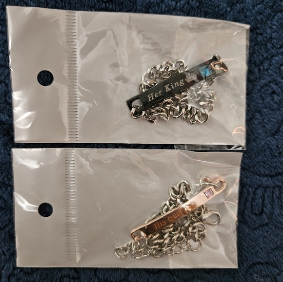 His and hers! His Queen Her King gemstone accent bracelets - Picture 6 of 6